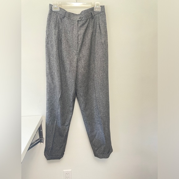 Lauren Ralph Lauren Wool Plaid Pleated Trouser Pant Gray SZ 12 - Picture 3 of 11